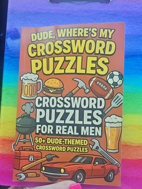 Source Unknown Orange Crossword Puzzles for Men - Dude-Themed Puzzle Book